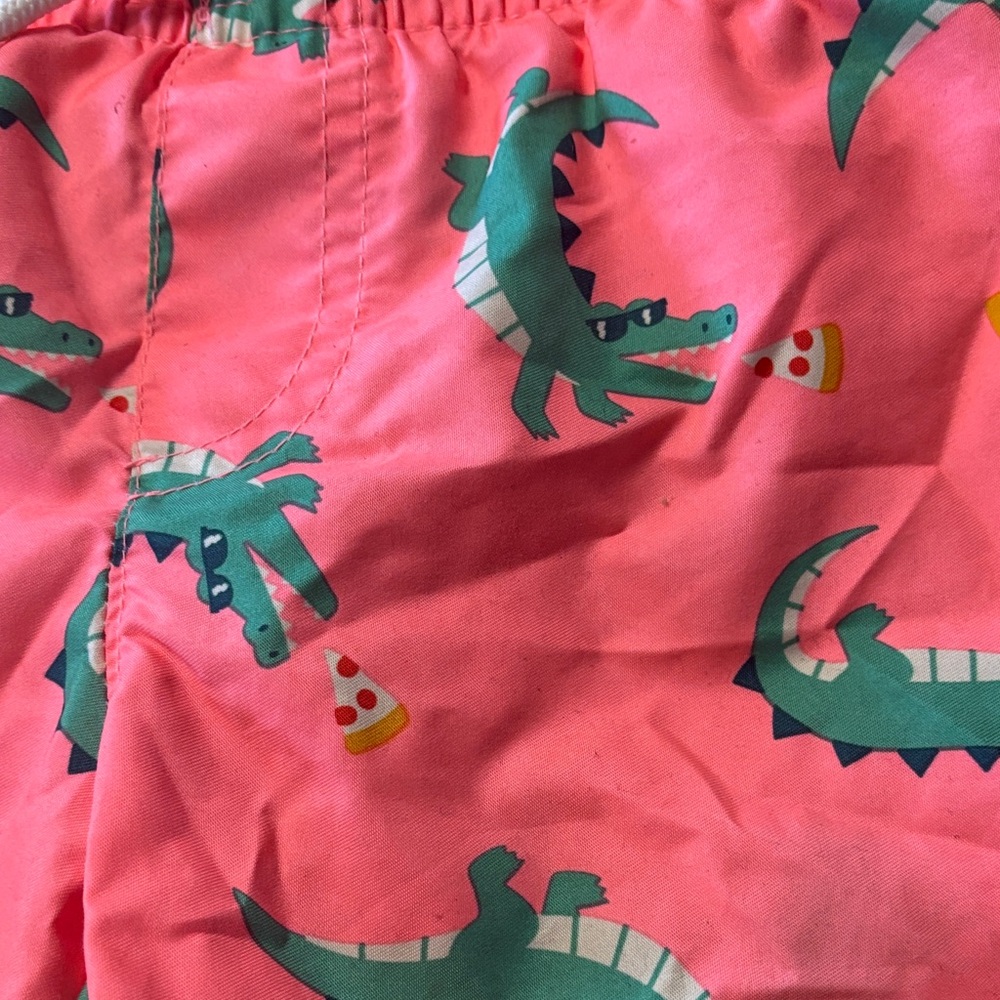 Cat & Jack Pink Crocodile Print Swim Shorts, 12M - Picture 2 of 3